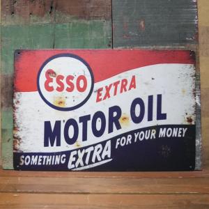 Esso ガスボンベ アンティーク看板 ESSO アンティークメタルエンボスプレート インテリア エッソ A4サイズ