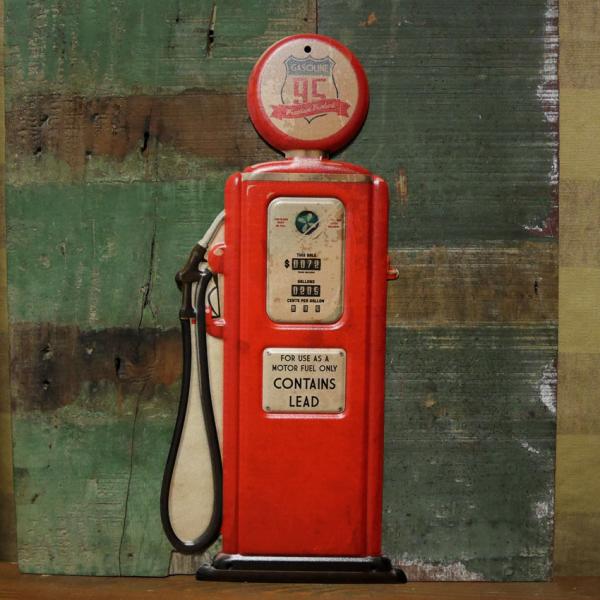 アンティークエンボスプレート GASOLINE STATION ダイカット ブリキ看板 ガスポンプ ...