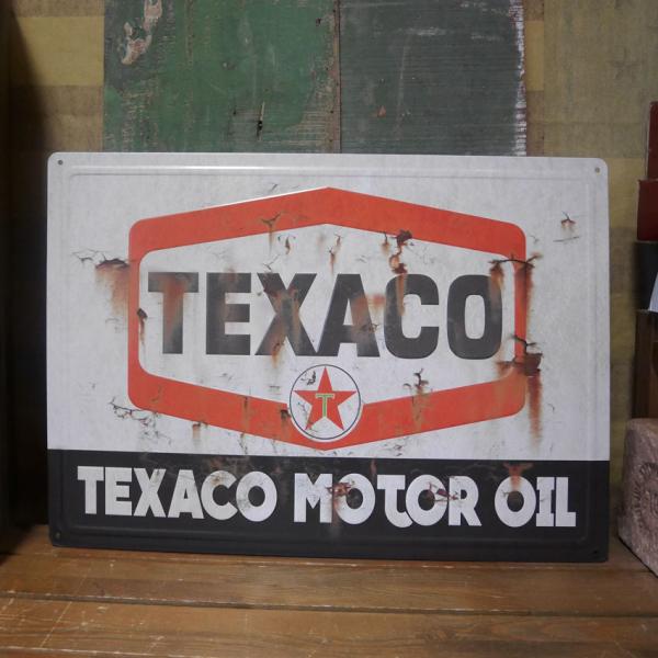 エンボス メタルサイン TEXACO MOTOR OIL インテリア テキサコ ブリキ看板