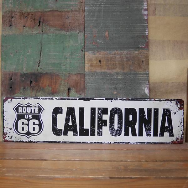 ルート66 アメリカンサインボード ROUTE66 CALIFORNIA ブリキ看板 横長 サインプ...