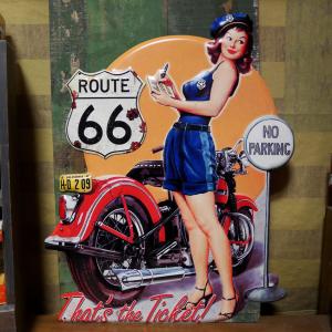 アメリカン レトロ ブリキ看板 大型 ビンテージ セクシー ルート66