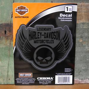 ハーレーダビッドソン ブラックスカルウイング デカール Winged Skull Harley-Davidson 25131｜アメリカン雑貨のグッズファーム