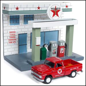 ジョニーライトニング ミニチュア テキサコ ステーション JOHNNY LIGHTNING 1/64 Texaco Station Diorama with 1965 Chevrolet Pickup｜goodsfarm