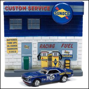 ジョニーライトニング ミニチュア SUNOCO ステーション JOHNNY LIGHTNING 1/64 Sunoco Filling Up For Today's Race! 1967 Chevrolet Camaro｜goodsfarm