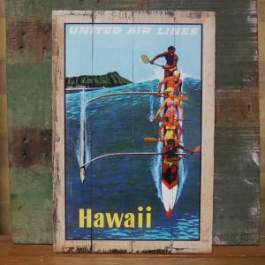 ハワイアン ヴィンテージ看板 インテリア UNITED AIR LINES HAWAII 木製看板 ウッドサイン｜goodsfarm