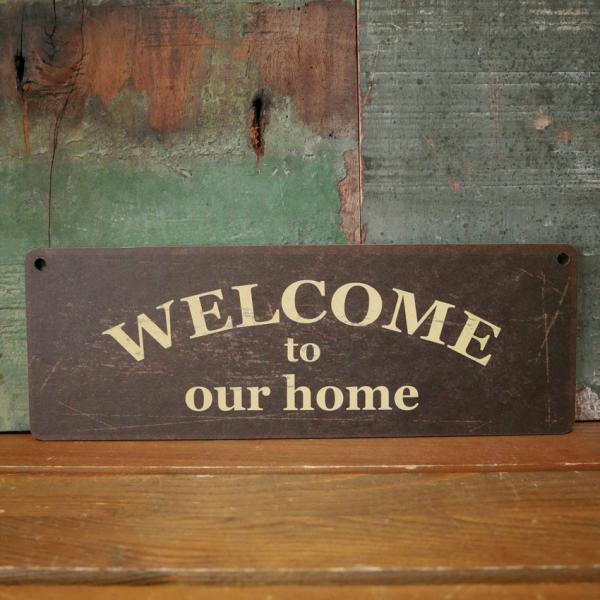 インフォメーション ミニサインボード ウェルカム WELCOME to our home 木製看板 ...