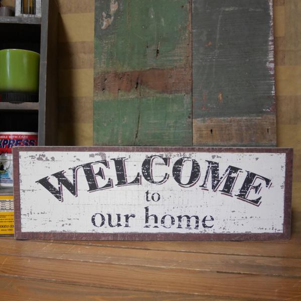 WELCOME 木製看板 サインボード ホワイト ウェルカム インテリア アメリカン雑貨