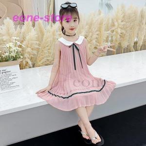 ワンピース キッズ 子供服 女の子 夏 キッズワンピース シフォンワンピース ノースリーブ 子供ドレス ジュニア お姫様 おしゃれ 可愛い カジュアル 新品 150cm