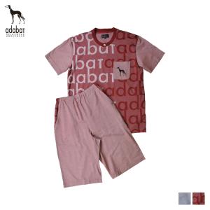 アダバット adabat ルームウェア 部屋着 パジャマ セットアップ ナイトウェア 半袖 メンズ ニット PAJAMAS ネイビー レッド 0880-96