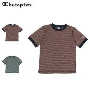 チャンピオン Champion Tシャツ 半袖 ボーダーショートスリーブ レディース BORDER SHORT SLEEVE T-SHIRT ネイビー グリーン CW-Z322｜Goods Lab Plus