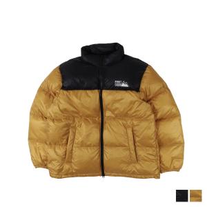 ファーストダウン FIRST DOWN パネル ダウンジャケット 黒×カーキ