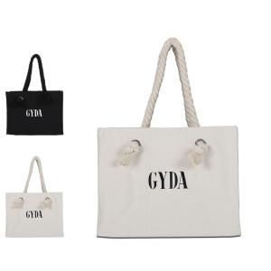 GYDA ジェイダ トートバッグ キャンバス ショッパー風 レディース A4サイズ対応 軽い TOTE BAG ブラック アイボリー 黒 GY-B191｜goodslabo