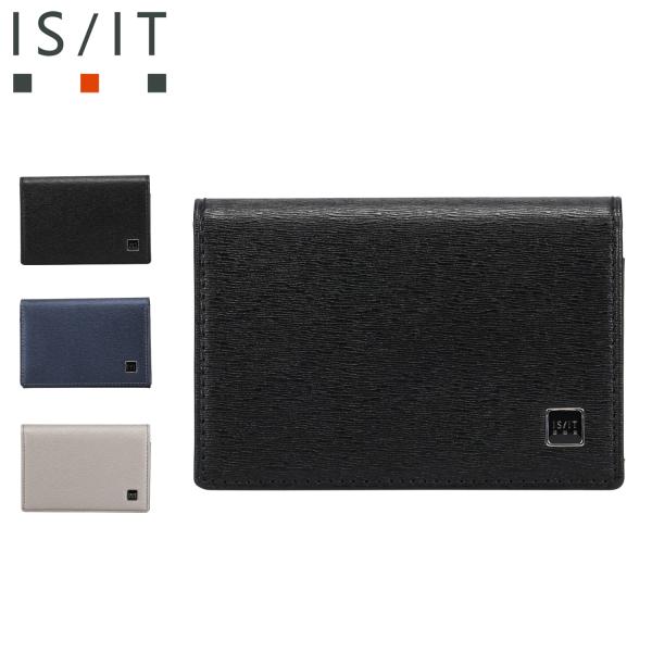 IS/IT イズイット ポリマー カードケース 名刺入れ メンズ レディース 本革 牛革 ブラック ...