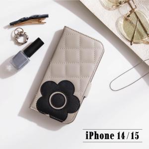 MARY QUANT マリークヮント iPhone 15 14 ケース スマホケース 携帯 レディース スタンド PU QUILT LEATHER BOOK TYPE CASE 母の日