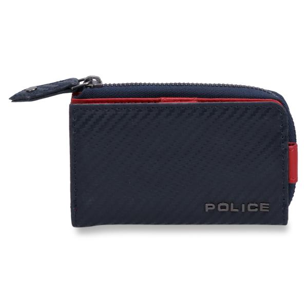 ポリス POLICE キーケース コインケース メンズ 本革 L字ファスナー KEY CASE ブラ...