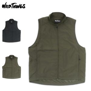 WILD THINGS ワイルドシングス ベスト ナイロン ユーティリティ アウター メンズ 撥水 UVカット UTILITY VEST ブラック オリーブ 黒 WT24010AD｜Goods Lab Plus