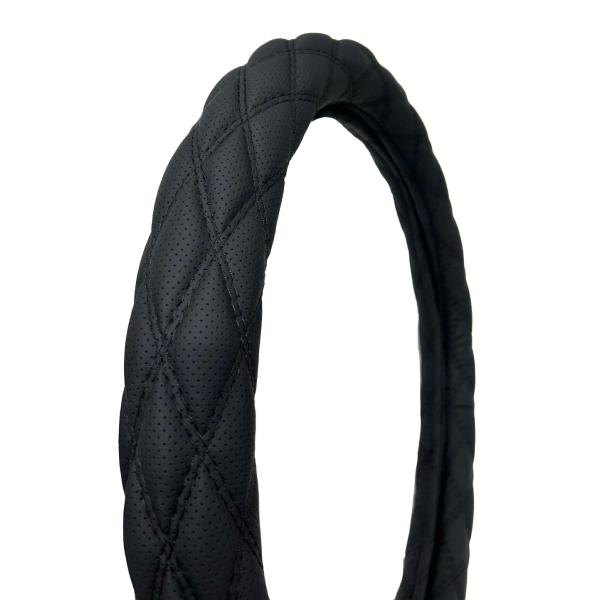 パンチングレザーキルト　ハンドルカバー　Ｗステッチ　ブラック　Ｓサイズ　極太