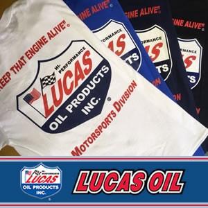 LUCAS　OIL　ルーカス　オイル　オリジナル　バックプリント　Tシャツ　白　青　紺　黒　　