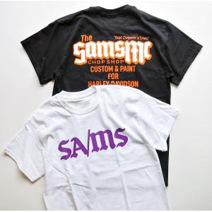 SAMS MOTORCYCLE サムズ 『 SA/MS 』S/S T-SHIRT Tシャツ 半袖 2color BLACK×ORG / WHITE×PURP｜goodstandard1998