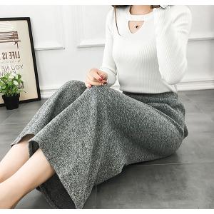ウール混ゴムウエストワイドパンツ 七分丈 体型...の詳細画像4