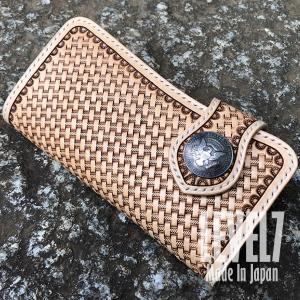 長財布 ロングウォレット イーグル/タカ レザーカービング 手縫い