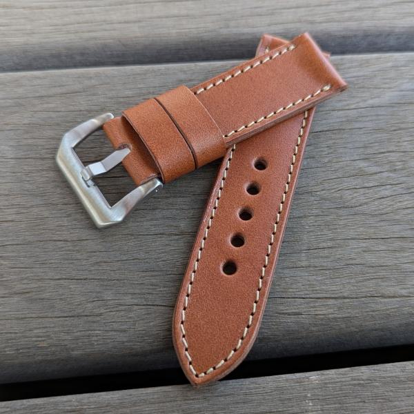 【ラグ幅：22/24/26MM対応】一枚革仕立て 日本製 ハンドメイド スムースレザー/ヌメ革 ブラ...