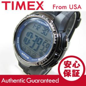 TIMEX （タイメックス） T5K359 Marathon／マラソン デジタル ラバーベルト ブラック×ブルー メンズウォッチ 腕時計