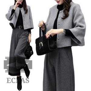 セットアップ 大きいサイズ グレー＆ブラック パンツスーツ