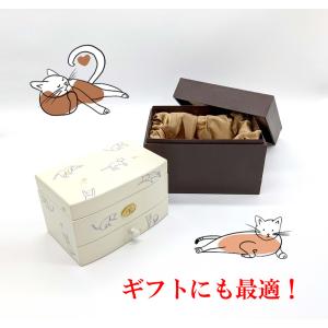 オルゴール ジュエリー ケース 猫柄 アイボリ...の詳細画像3