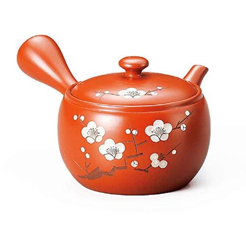 ヤマキイカイ かご網急須 竹春朱泥碗特白梅 14×17.5×9.5cm 常滑焼 L709