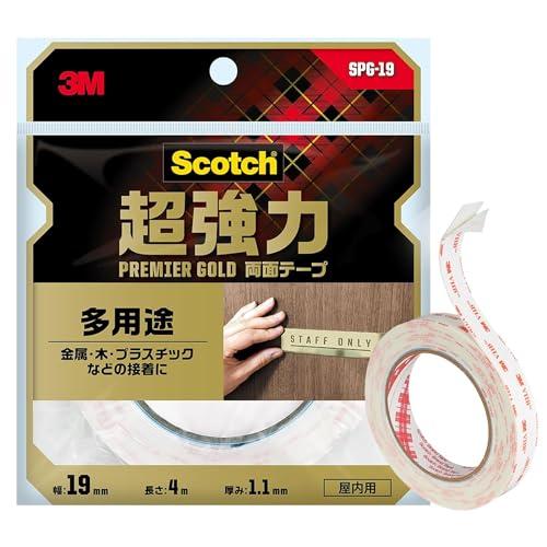 3M 両面テープ 超強力 多用途 幅19mm 長さ4ｍ スコッチ SPG-19 セミロング プレミア...