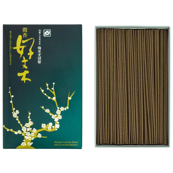 梅栄堂のお線香 微香好文木 短寸平型バラ詰 有煙(緑箱)