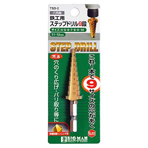 ビッグマン(Bigman) 六角軸 9段 4-12mm 鉄工用 ステップドリル ステップビット タケ...