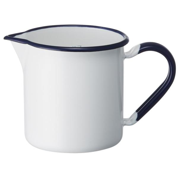 野田琺瑯 ビーカー ホーロー 0.5L ホワイト フチ ネイビー 日本製 HBー005