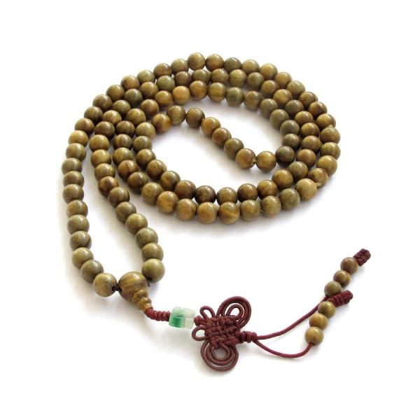 OVALBUY 白檀で作った緑の数珠は、チベットの仏教徒が瞑想やお祈りに使うマーラーネックレスです。