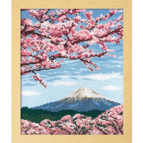 オリムパス製絲 ししゅうキット「桜と富士山」 No.7386
