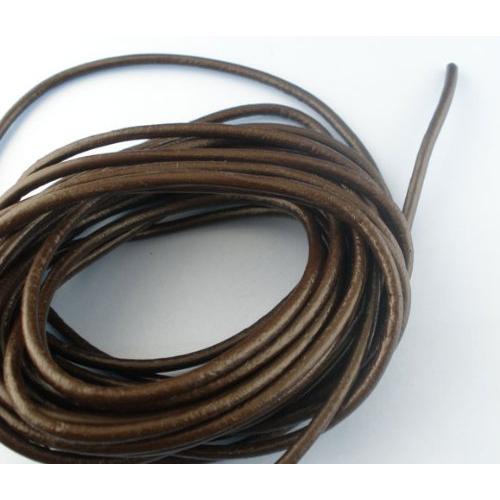 本革リアルレザー丸紐3mm*5mこげ茶・ネックレスなど手芸品にどうぞ