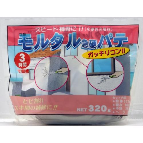 家庭化学 モルタル急硬パテ グレー 320g