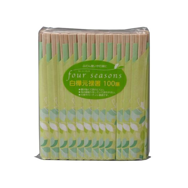 大和物産 割りばし ナチュラル 20cm フォーシーズン 白樺 元禄箸 箸袋入り 100膳入