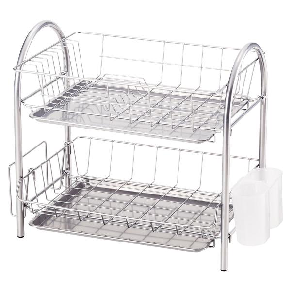 和平フレイズ 鉄 水切りかご プロンジュ 2段 粉体塗装 カトラリーポケット まな板ホルダー PM-...