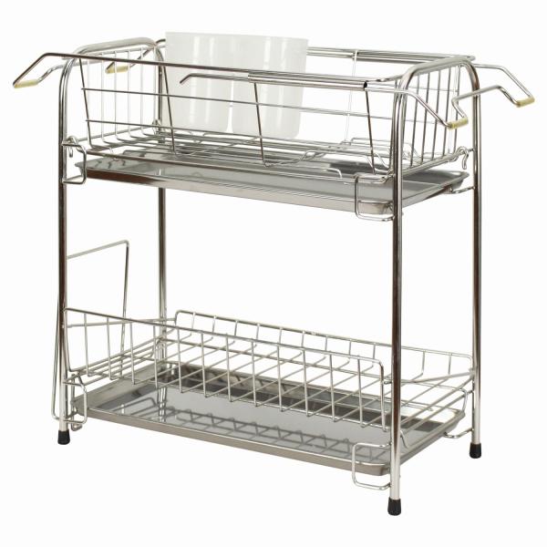 水切りラック 突っ張り 一人暮らし 水切りかご シンク上 バスケット ステンレス 2段 省スペース ...