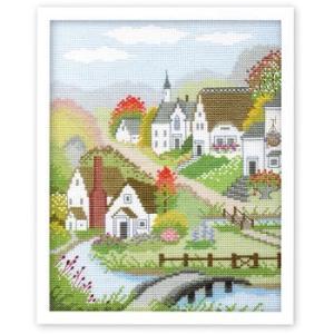 オリムパス製絲 ししゅうキット フレーム 村の秋 7400