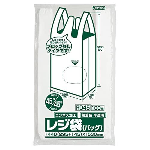 ジャパックス 省資源 レジ袋 ノンブロック 45号(西日本45号) 半透明 100枚入