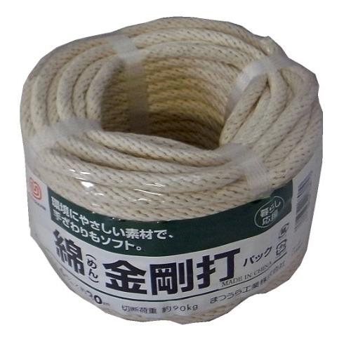 まつうら工業 綿素材 金剛打(12打)ロープ 太さ6mm 長さ20m 丸巻パック