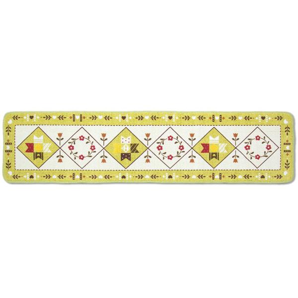 オカ キッチンマット カントリーパッチワーク 約45×180cm グリーン