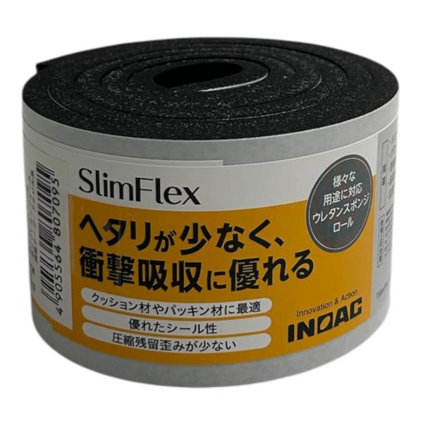 イノアック ポロンスポンジロール 5tX50mmX1M テープ付 黒 L24-550MT
