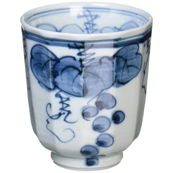 波佐見焼 一誠窯 軽量 湯呑 (大) 内外ぶどう 青