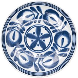 西海陶器 波佐見焼 モダンブルー パスタ皿 カレー皿 大皿 盛り皿 深皿 プレート (LL) 直径約25cm 聖栄 花柄 はさみやき 北欧 食器 おし