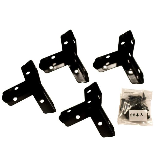 WAKI カラー隅金三方面 黒 4枚入 ML391 45X45MM