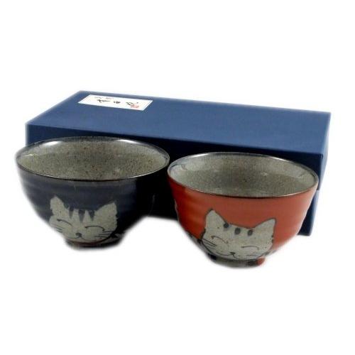 有田 波佐見焼 翔芳窯 万歳猫 組茶碗(夫婦茶碗) 20651